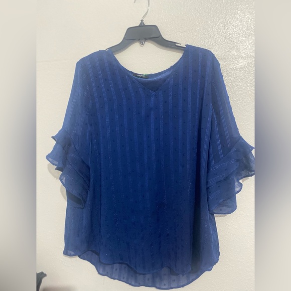 Valolia Tops - VALOLIA brand Chic Navy Blue Women's Blouse